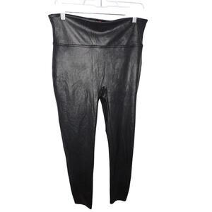 SPANX Black Faux Leather Ankle Leggings High Rise Tummy Control Size 1X
